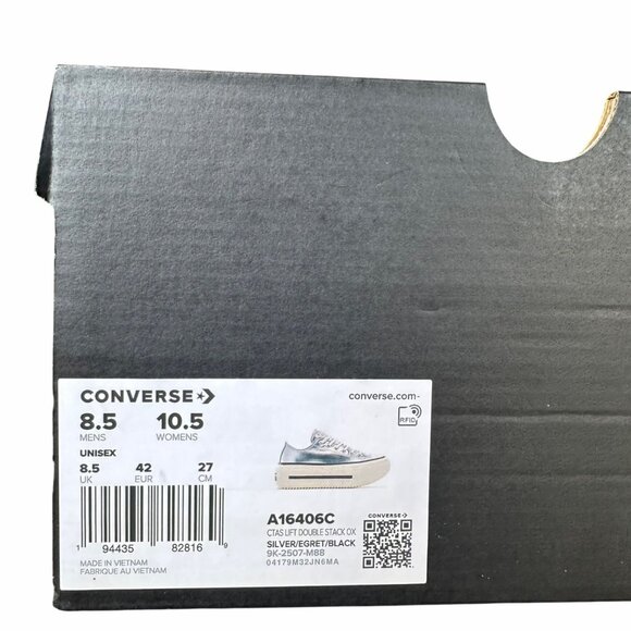⭐Converse Chuck Taylor Lift Double Stack 10.5 Women Shoes Sneaker Silver A16406C